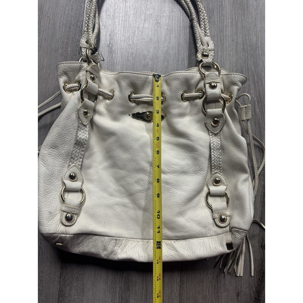 Vintage Elliott Lucca Leather White Top Handle Tassel Purse - Picture 8 of 8